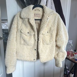 Free People Teddy Swing Jacket Chai Latte